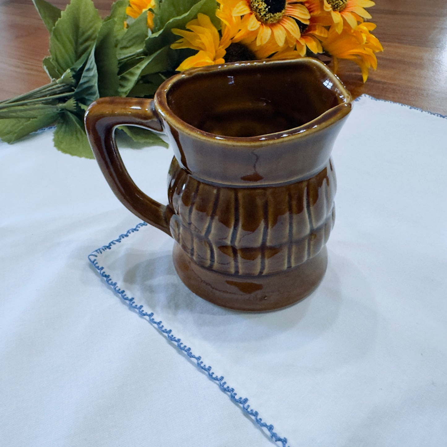 Vintage Brown Glazed Toby Mug