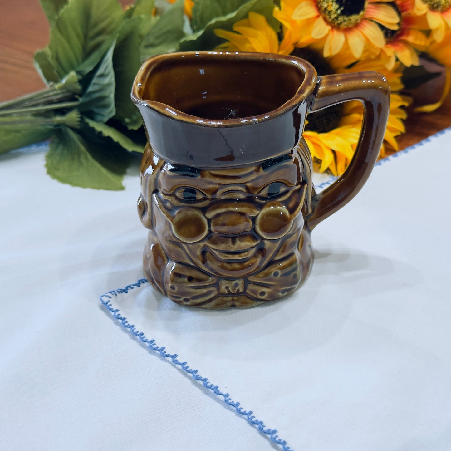 Vintage Brown Glazed Toby Mug