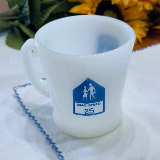 Vintage Anchor Hocking Fire-King Milk Glass Max Speed 25 Mug