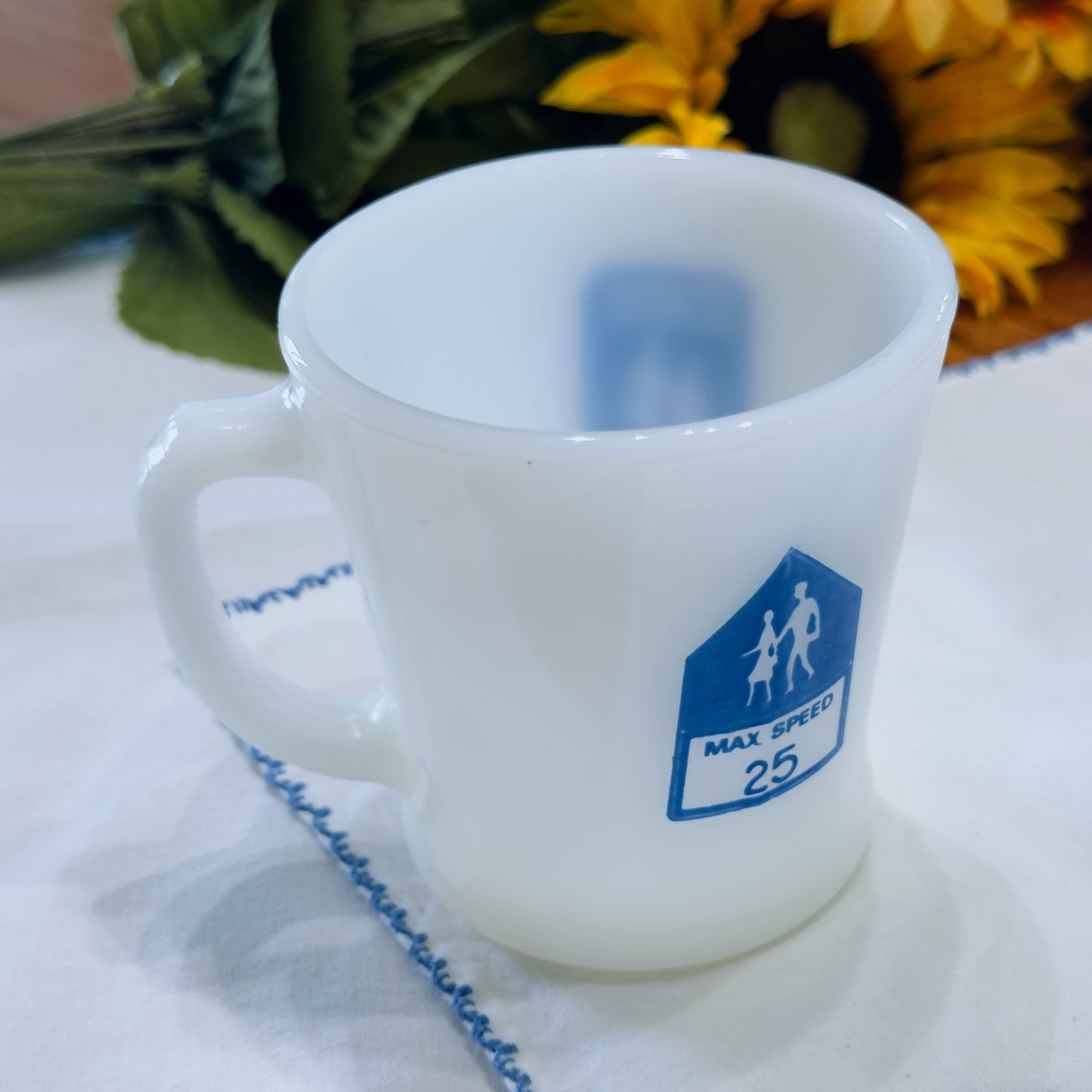 Vintage Anchor Hocking Fire-King Milk Glass Max Speed 25 Mug