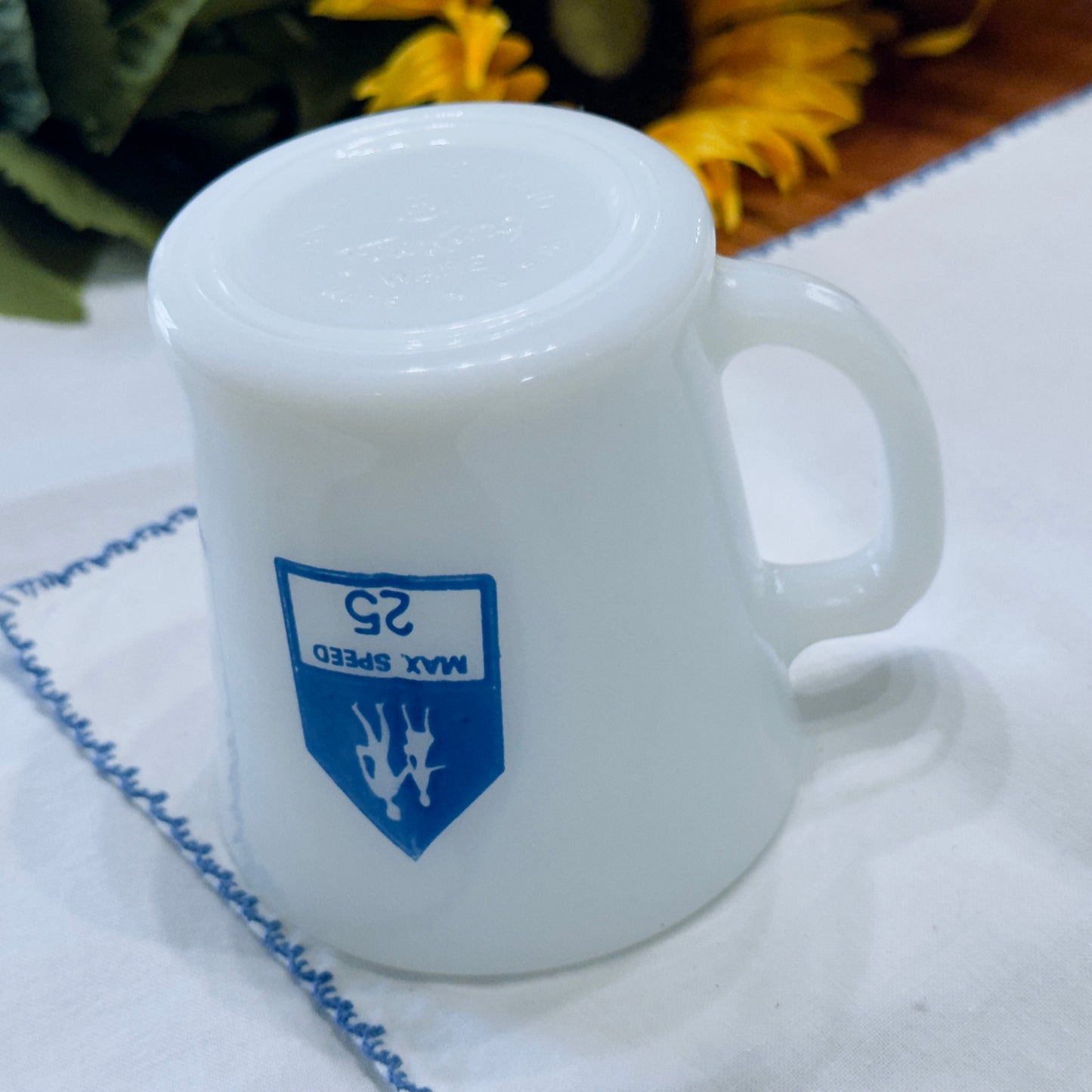 Vintage Anchor Hocking Fire-King Milk Glass Max Speed 25 Mug