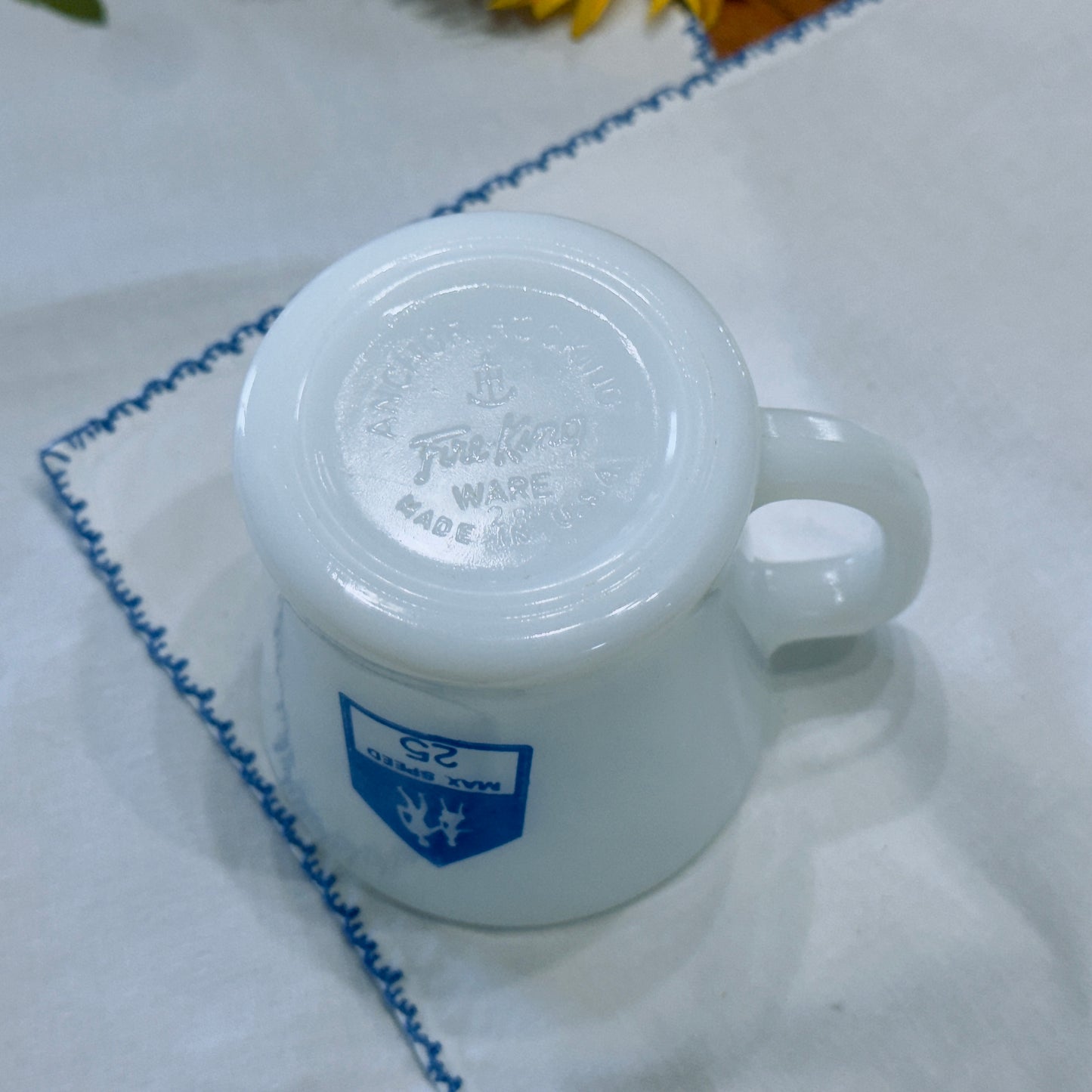 Vintage Anchor Hocking Fire-King Milk Glass Max Speed 25 Mug
