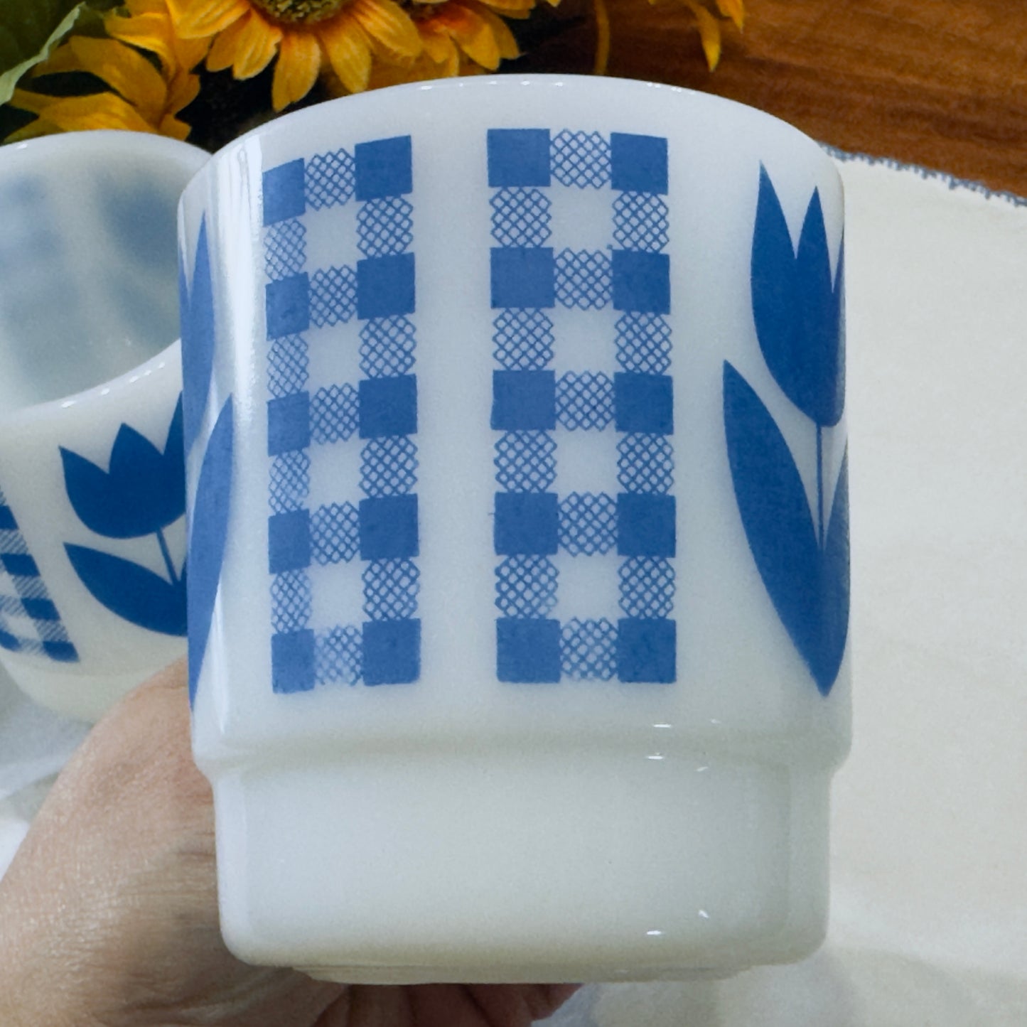 Termocrisa Blue Tulip Gingham Check Mugs
