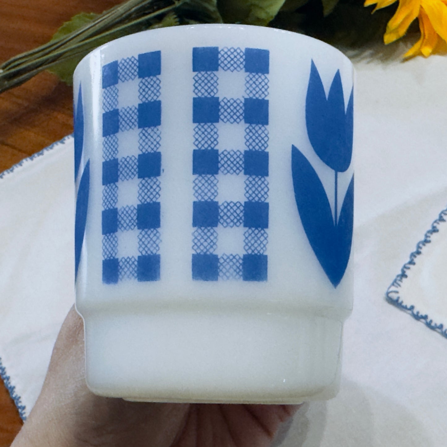 Termocrisa Blue Tulip Gingham Check Mugs