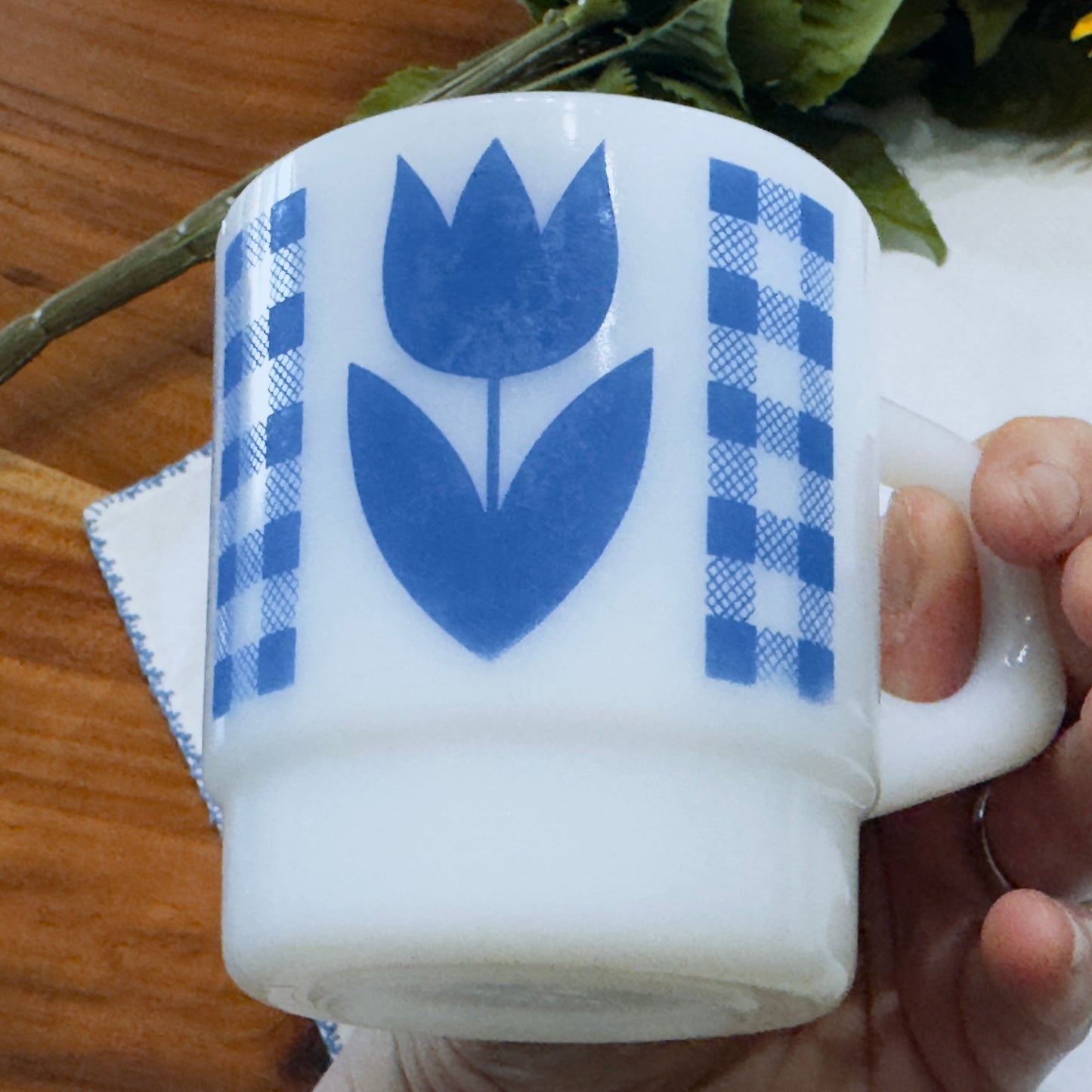 Termocrisa Blue Tulip Gingham Check Mugs