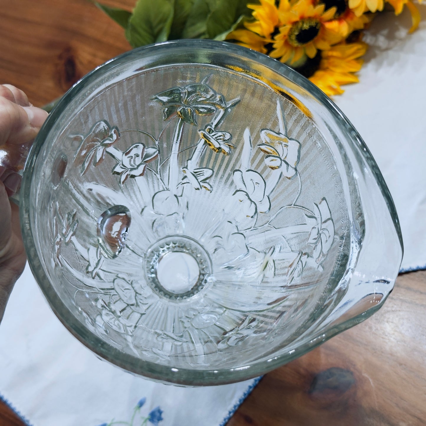 Jeannette Glass 'Iris and Herringbone" Pressed Depression Glass Pitcher