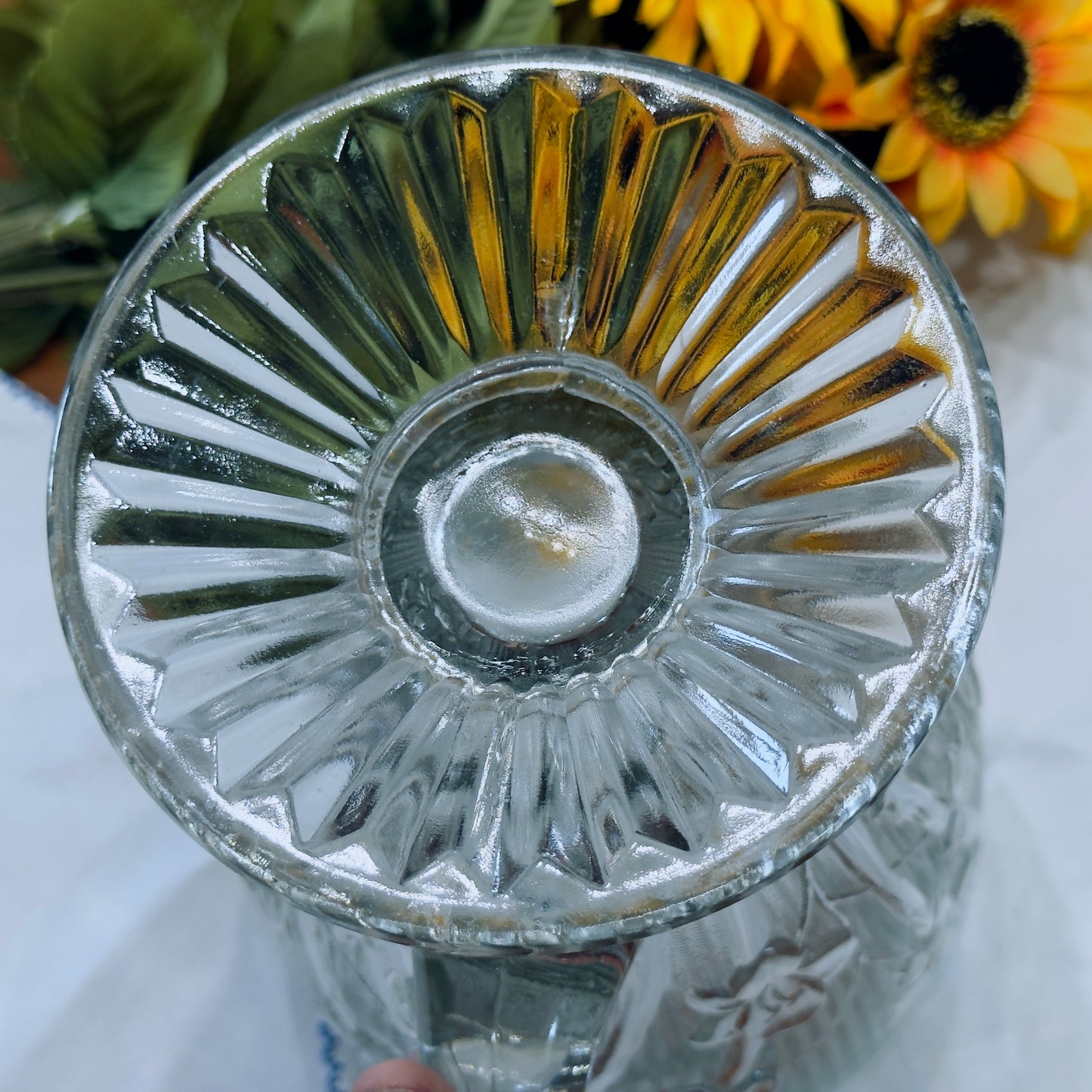 Jeannette Glass 'Iris and Herringbone" Pressed Depression Glass Pitcher