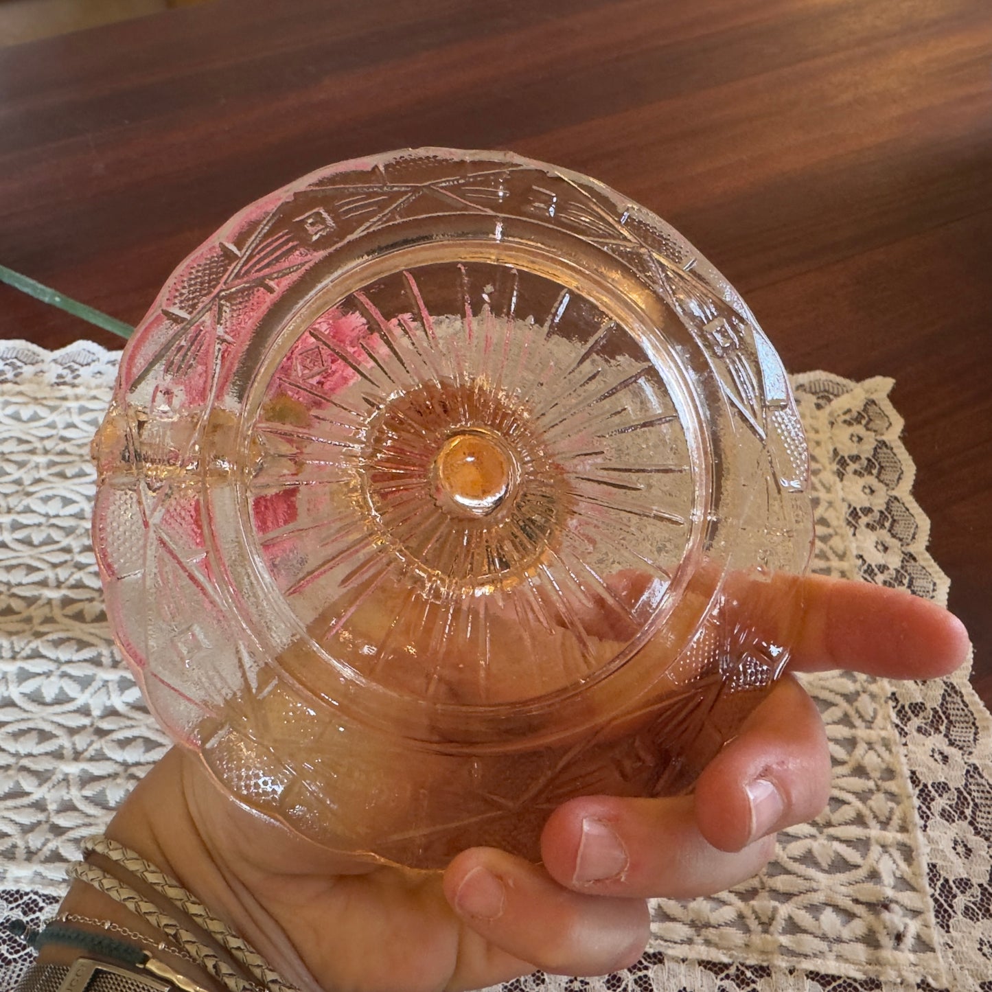 Vintage Skio Union Zabkowice Pink Glass Chamberstick Candle Holder