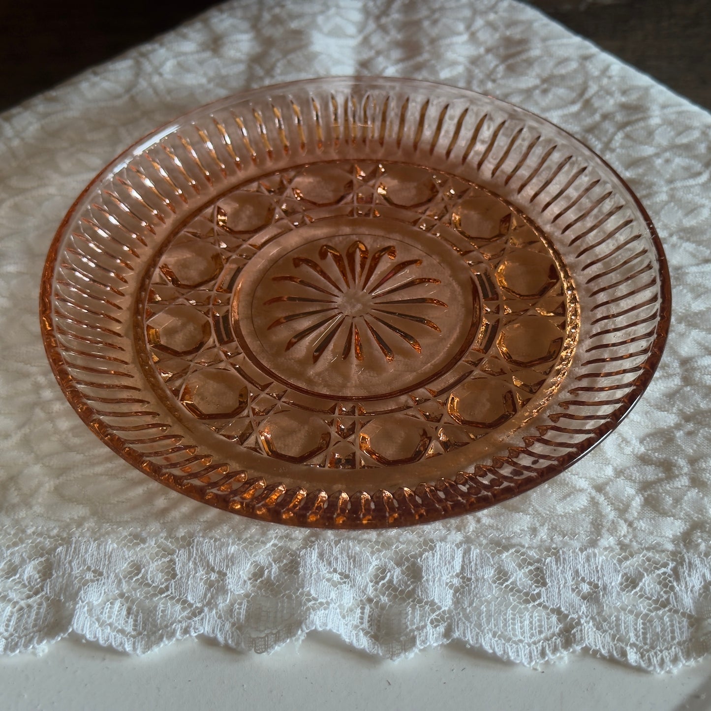 Indiana Glass Windsor Pink (Peach Ballard) Mayonnaise Bowl & Underplate