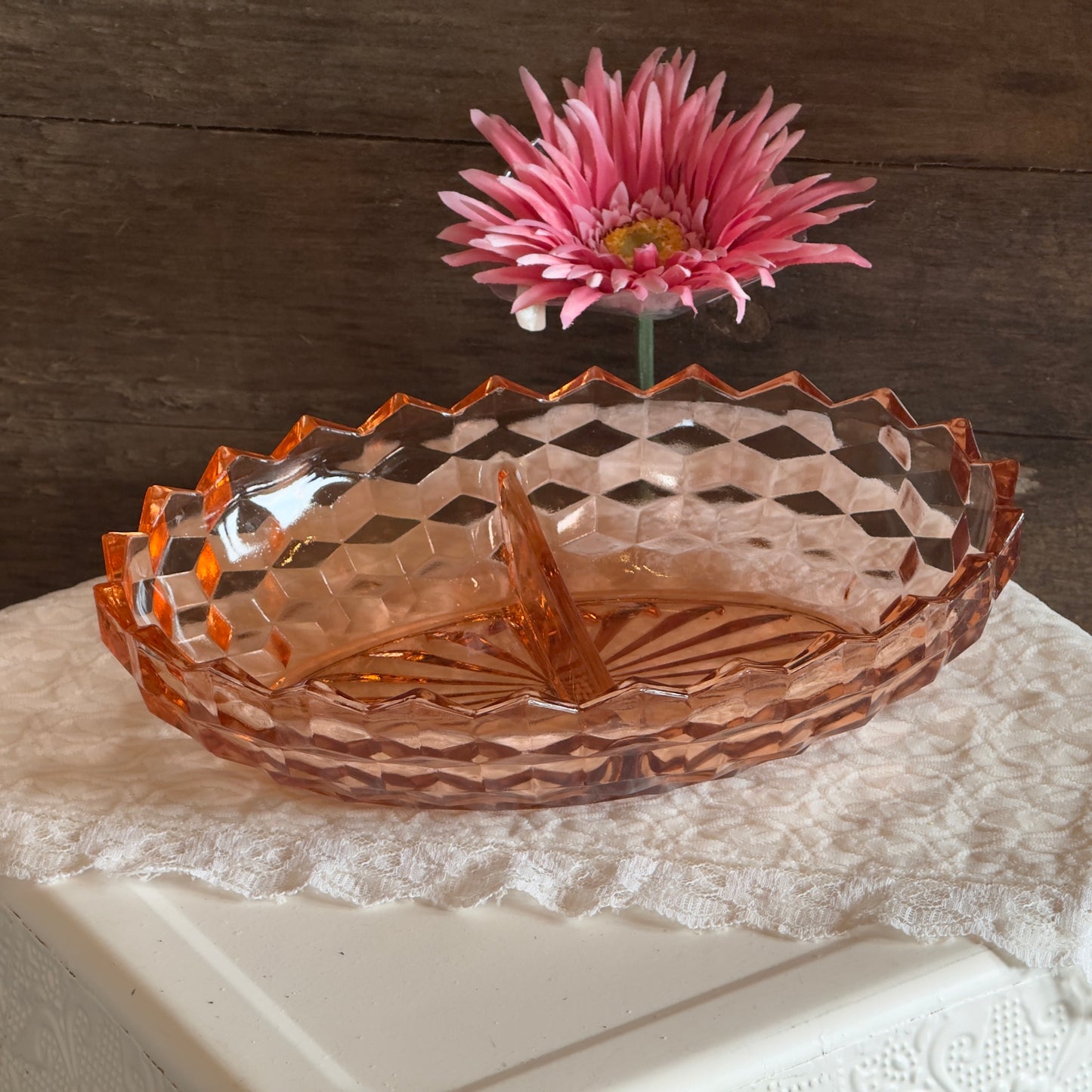 Pink Jeannette 'Whitehall Cubist' Divided Dish