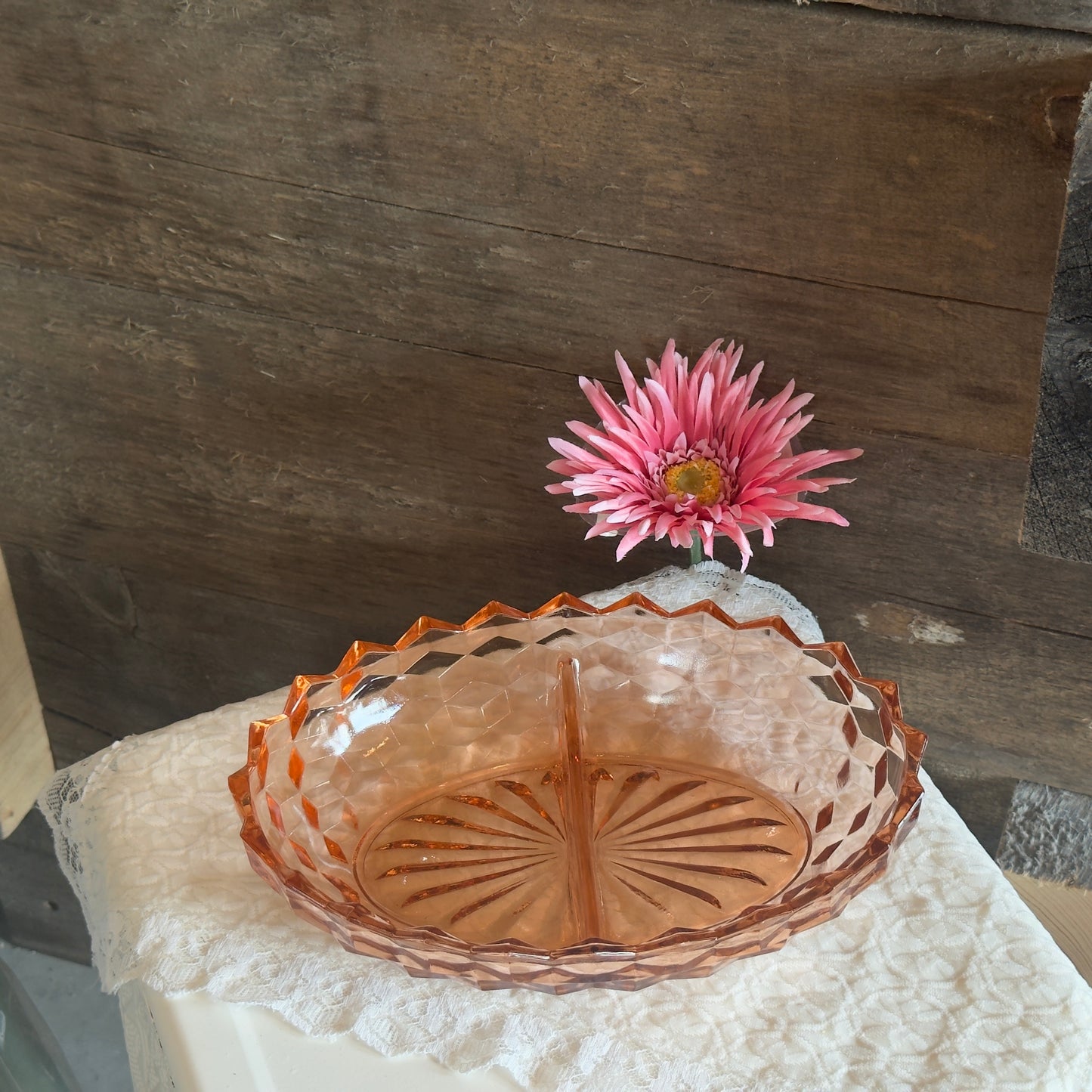 Pink Jeannette 'Whitehall Cubist' Divided Dish