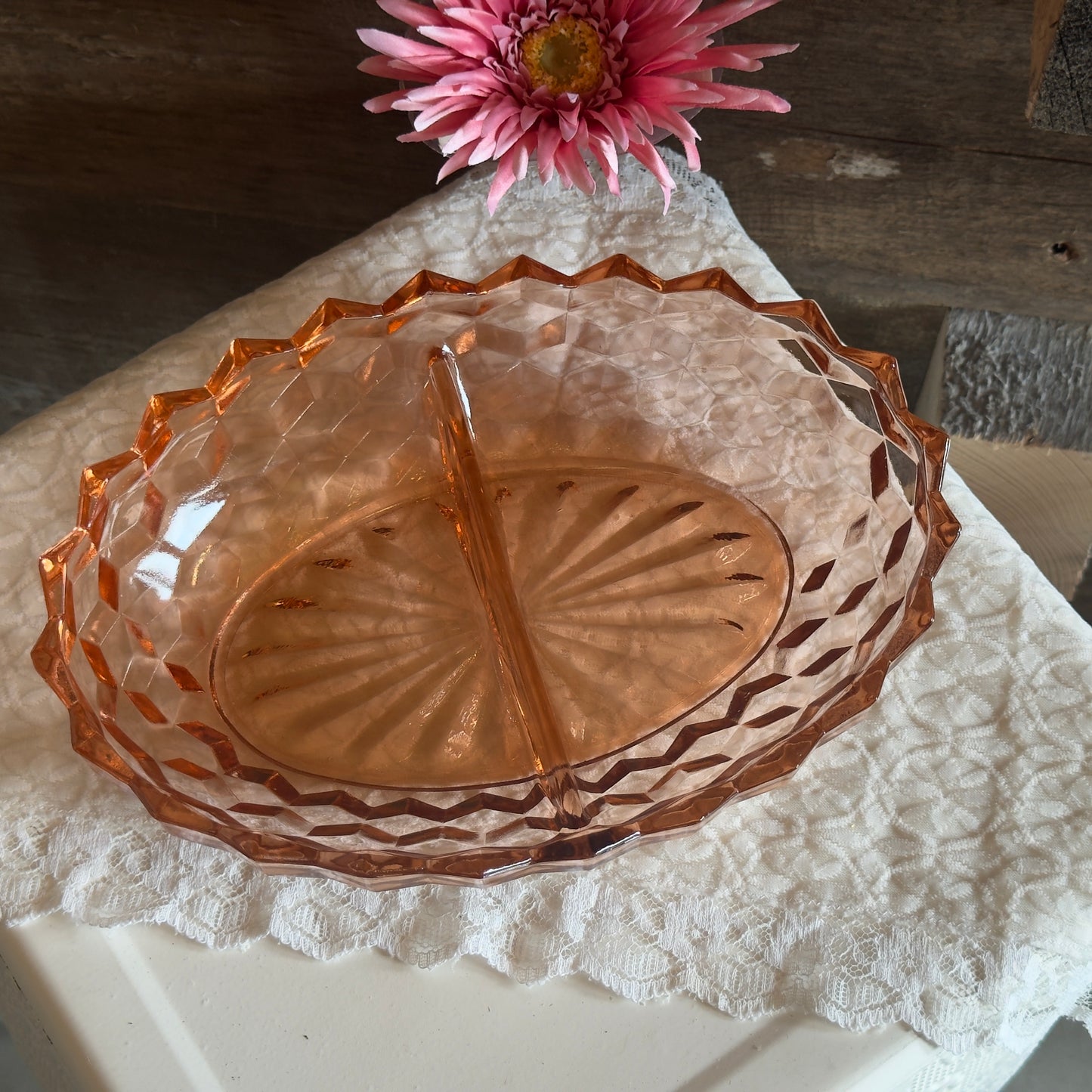 Pink Jeannette 'Whitehall Cubist' Divided Dish