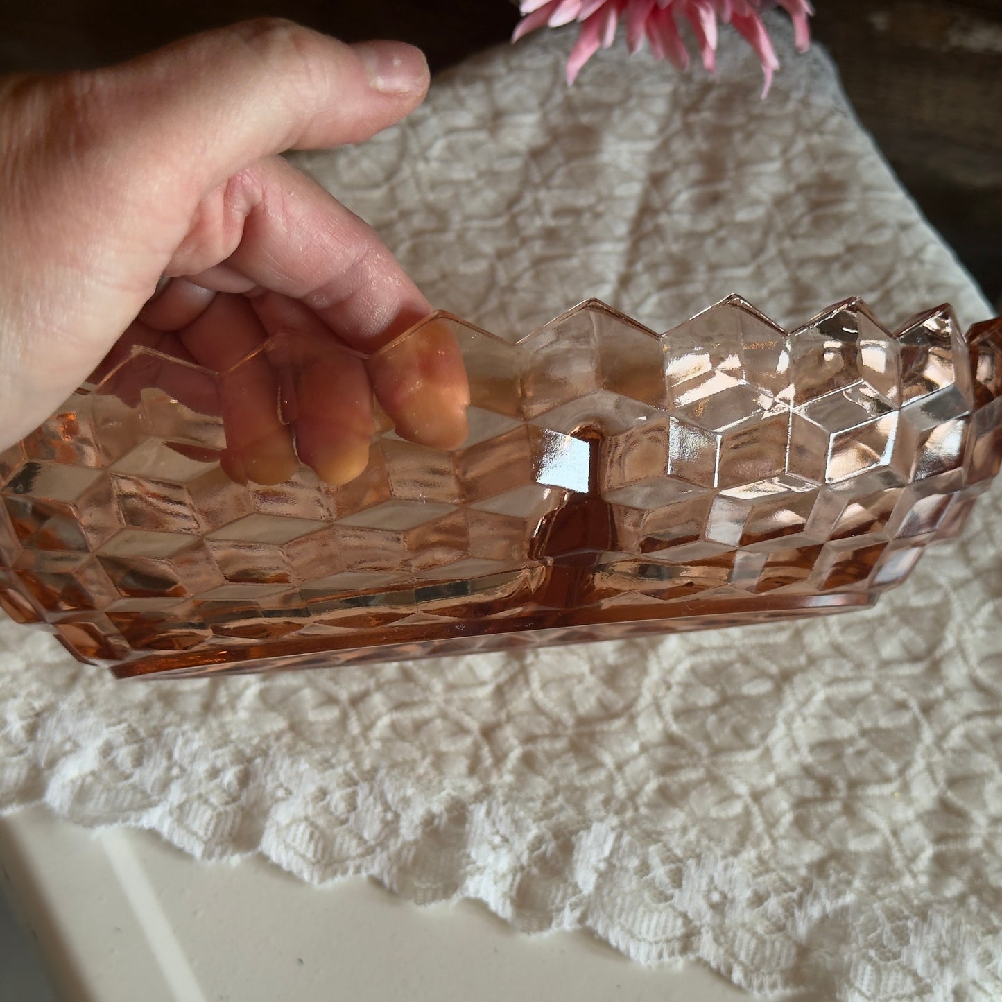 Pink Jeannette 'Whitehall Cubist' Divided Dish