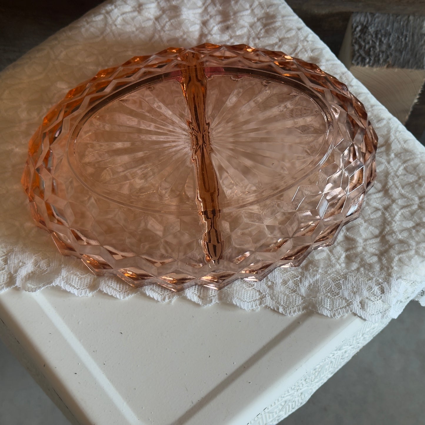 Pink Jeannette 'Whitehall Cubist' Divided Dish