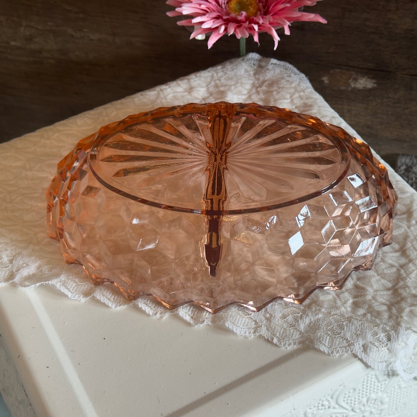 Pink Jeannette 'Whitehall Cubist' Divided Dish