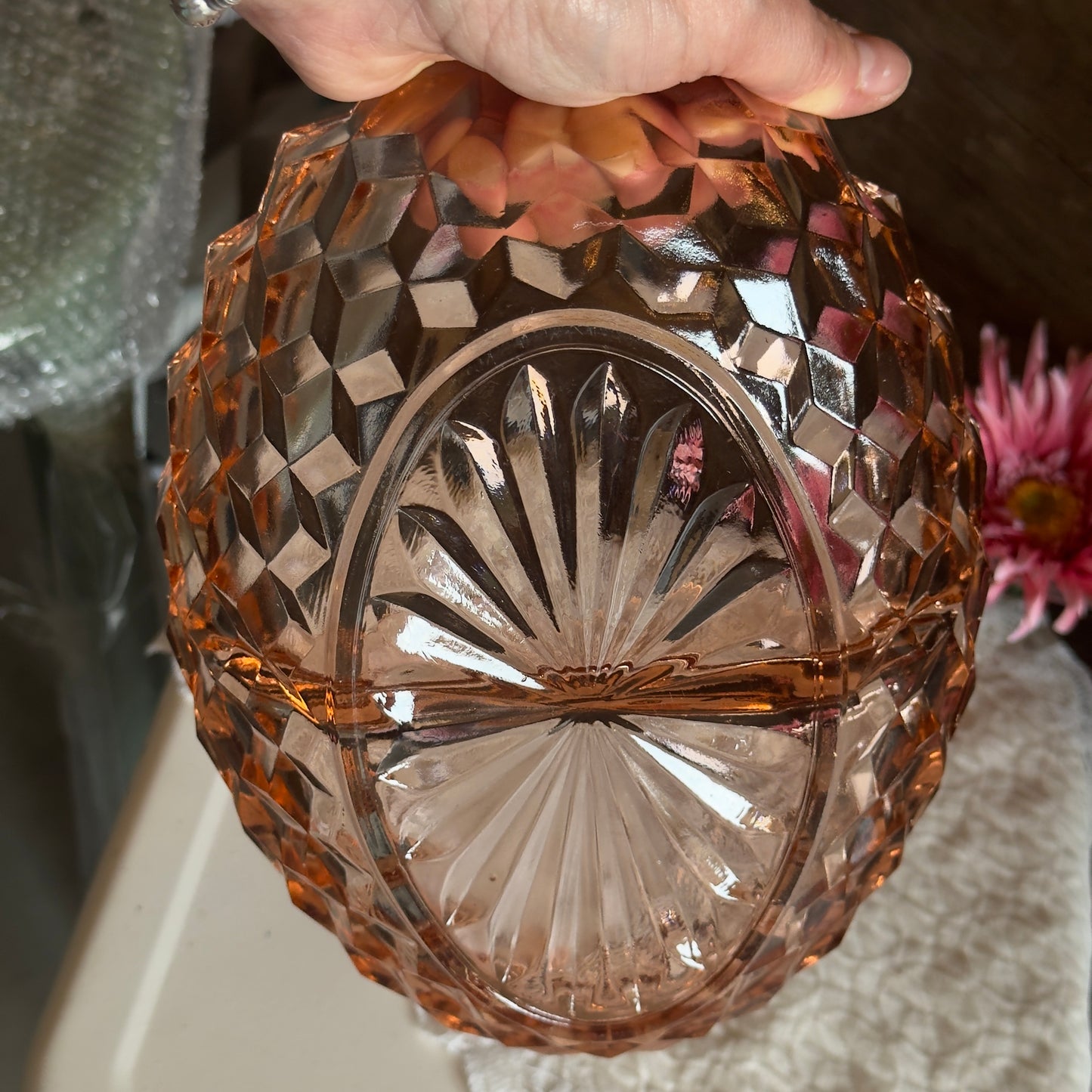 Pink Jeannette 'Whitehall Cubist' Divided Dish