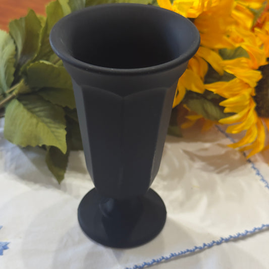 1930's Davidson Jet Black Glass Art Deco Vase