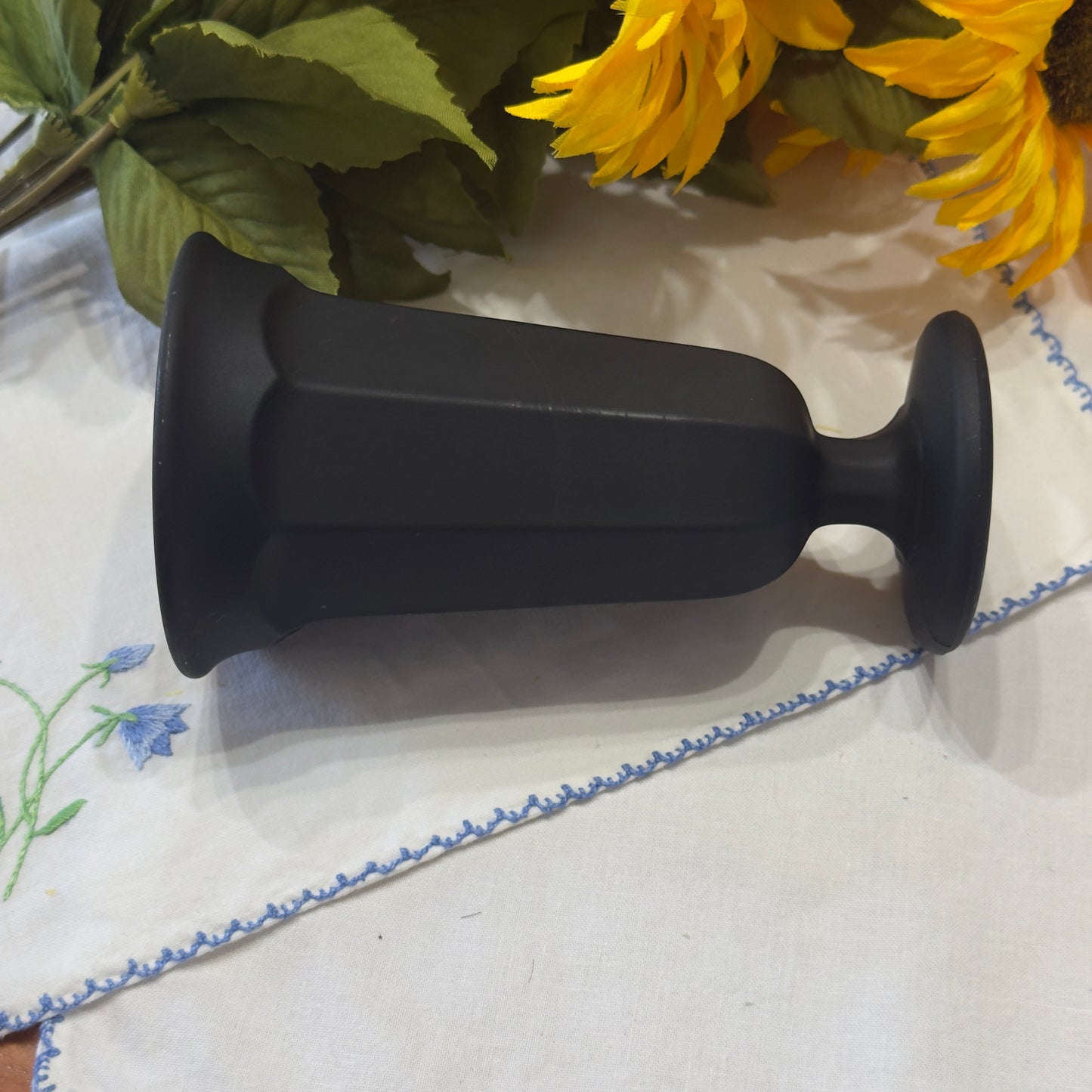 1930's Davidson Jet Black Glass Art Deco Vase