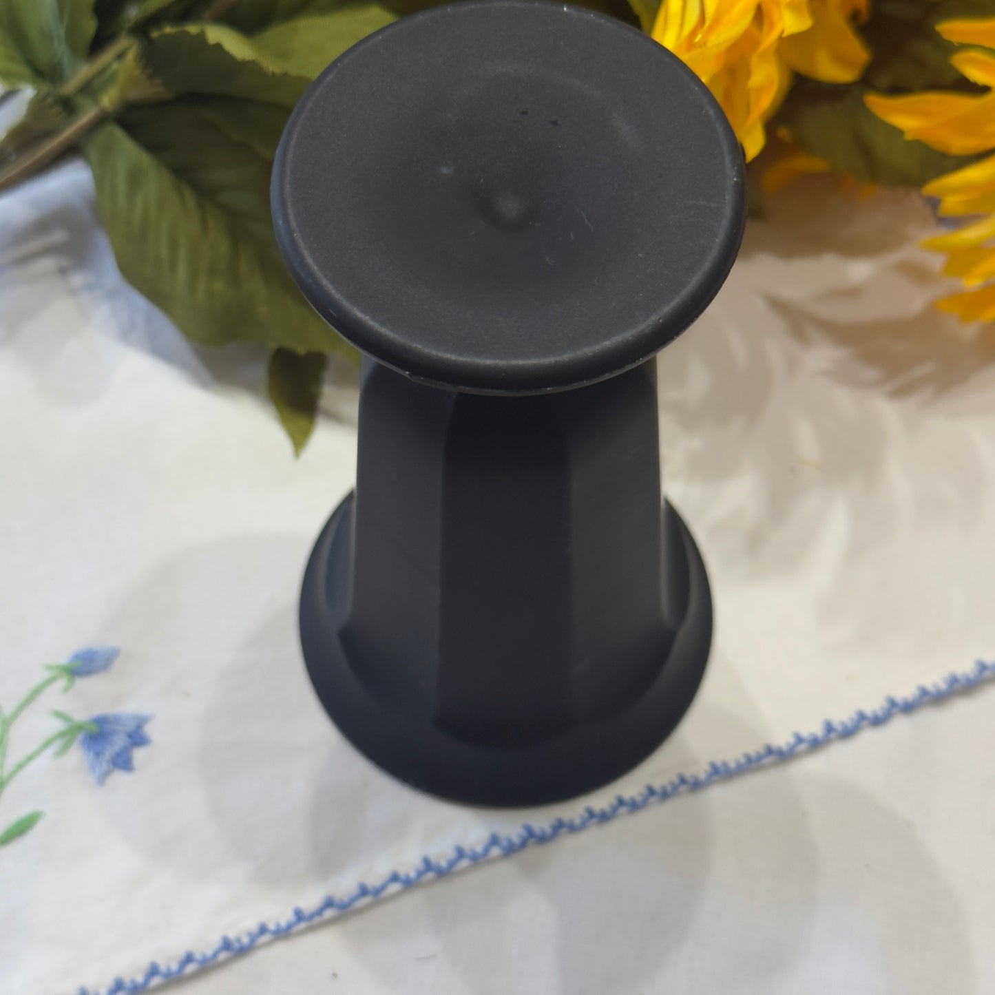 1930's Davidson Jet Black Glass Art Deco Vase