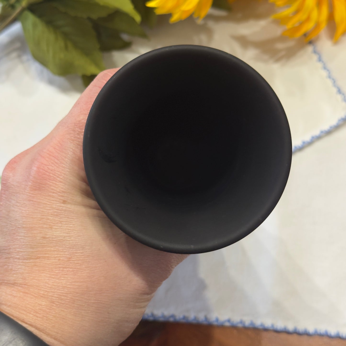 1930's Davidson Jet Black Glass Art Deco Vase