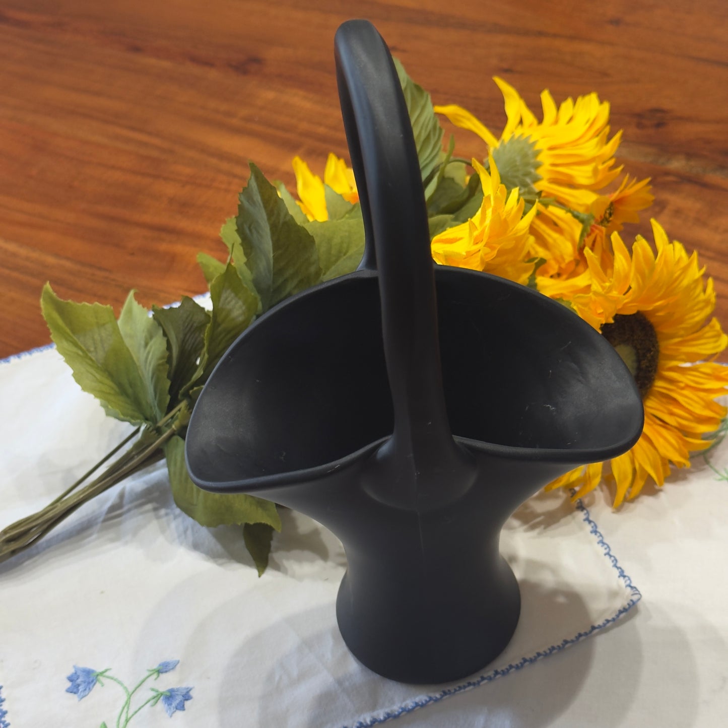 Antique Tiffin Black Satin Brides Basket