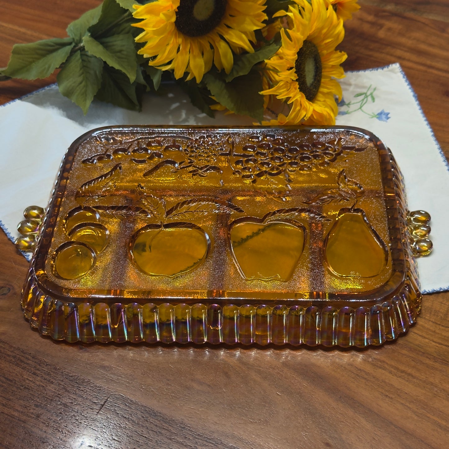Vintage Indiana Glass Iridescent Divided Relish Tray