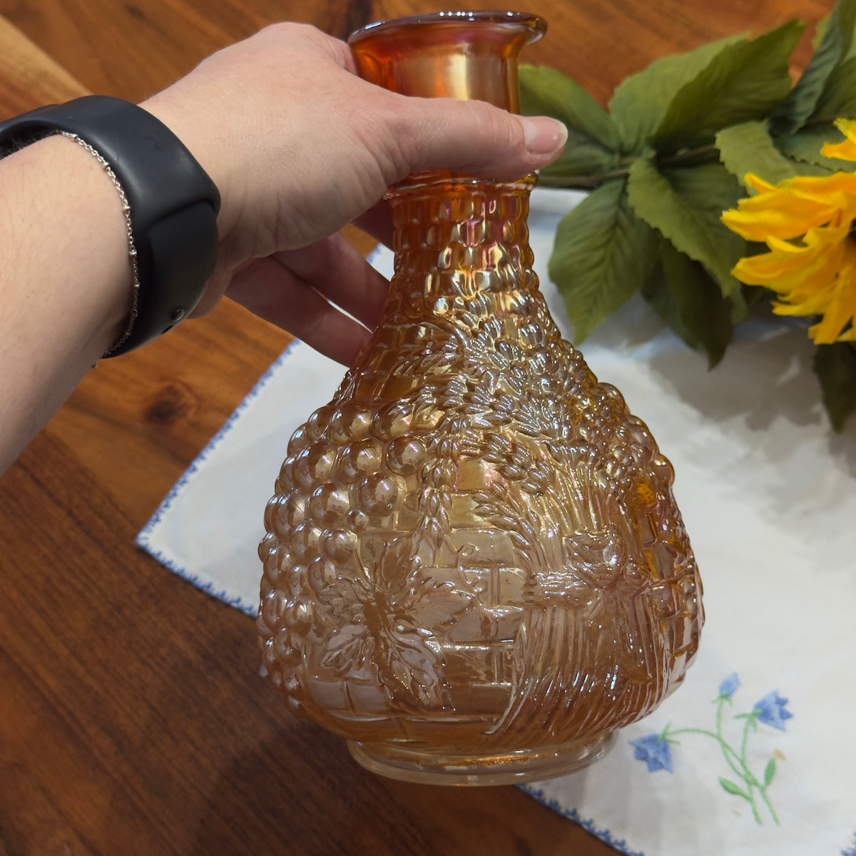 Vintage Marigold Carnival Glass Decanter