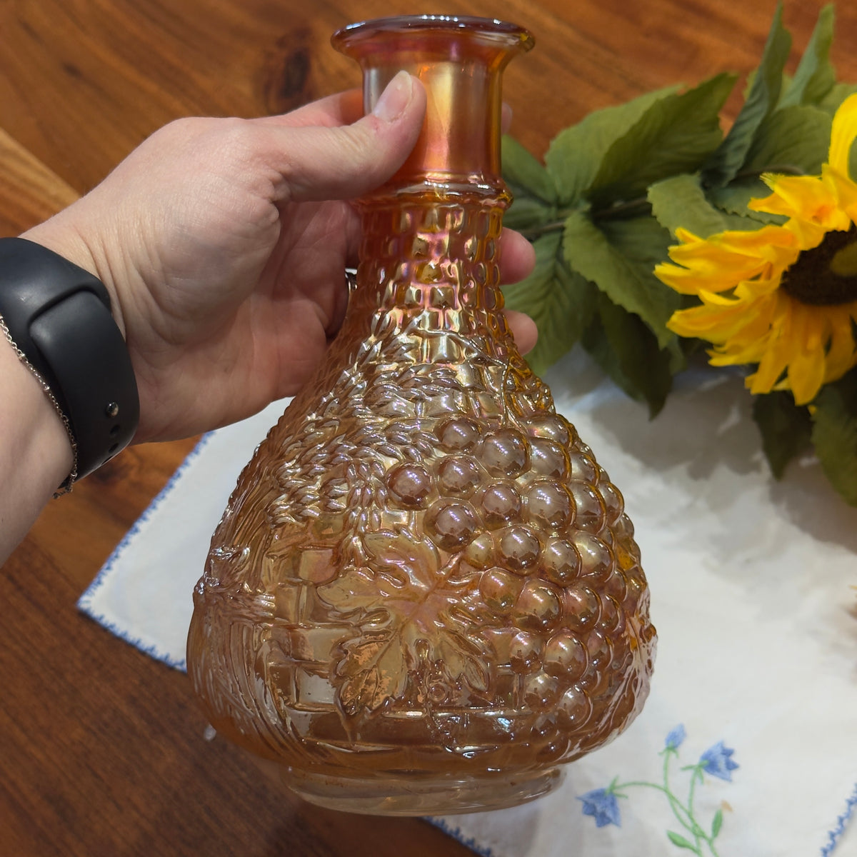 Vintage Marigold Carnival Glass Decanter