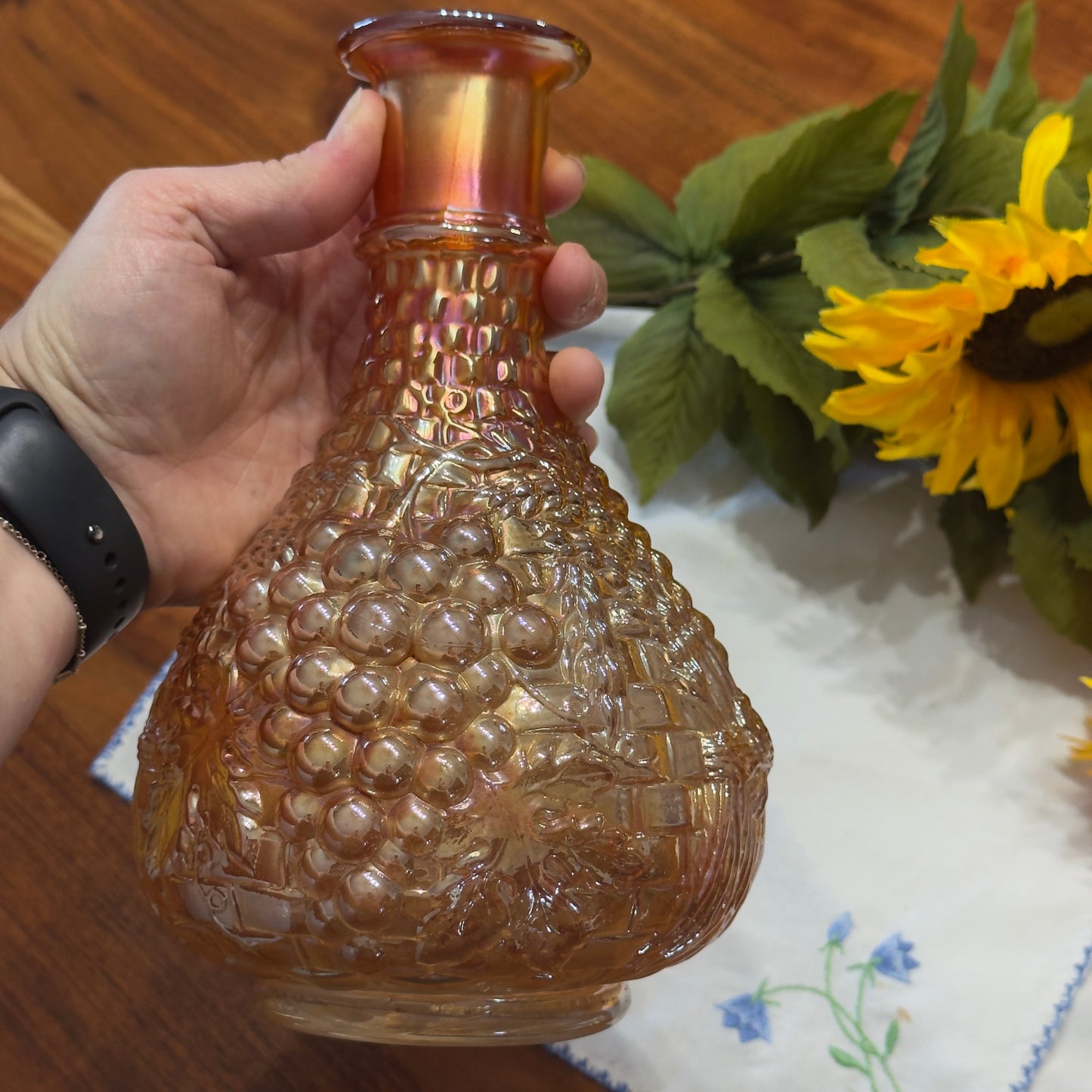 Vintage Marigold Carnival Glass Decanter