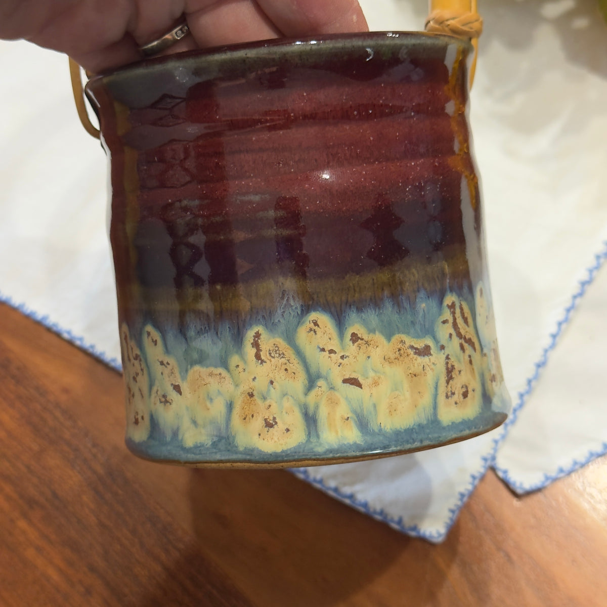 Stamped Pottery Handled Planter