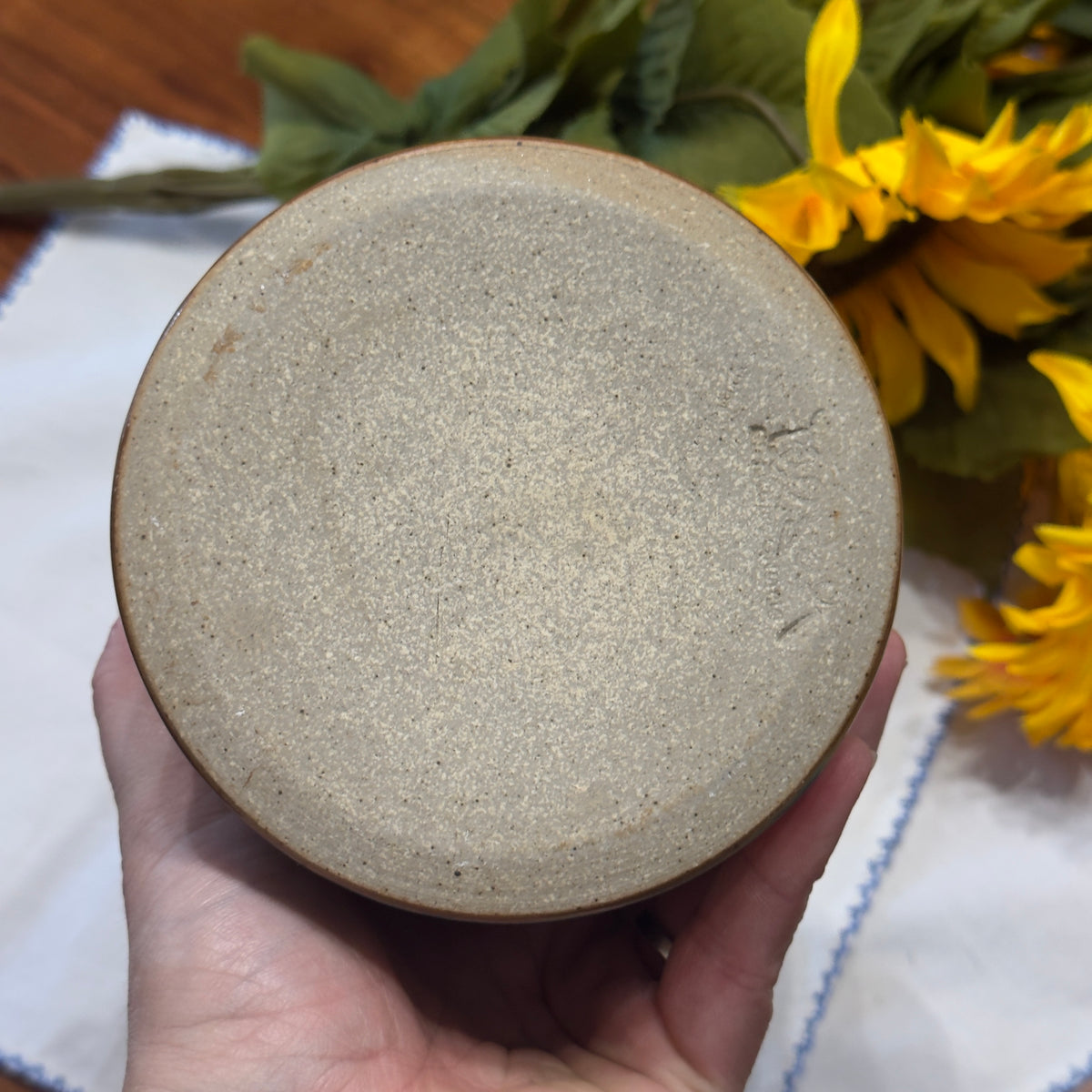 Stamped Pottery Handled Planter