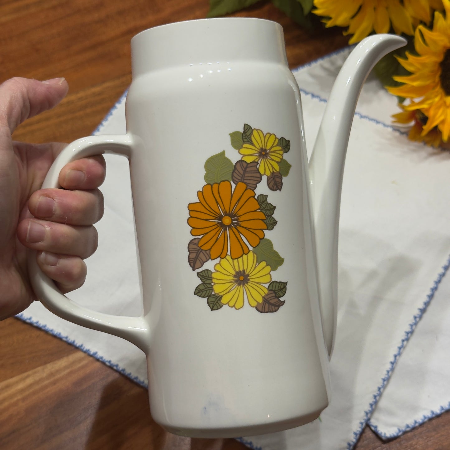 Vintage Retro Floral Meakin Coffee Pot