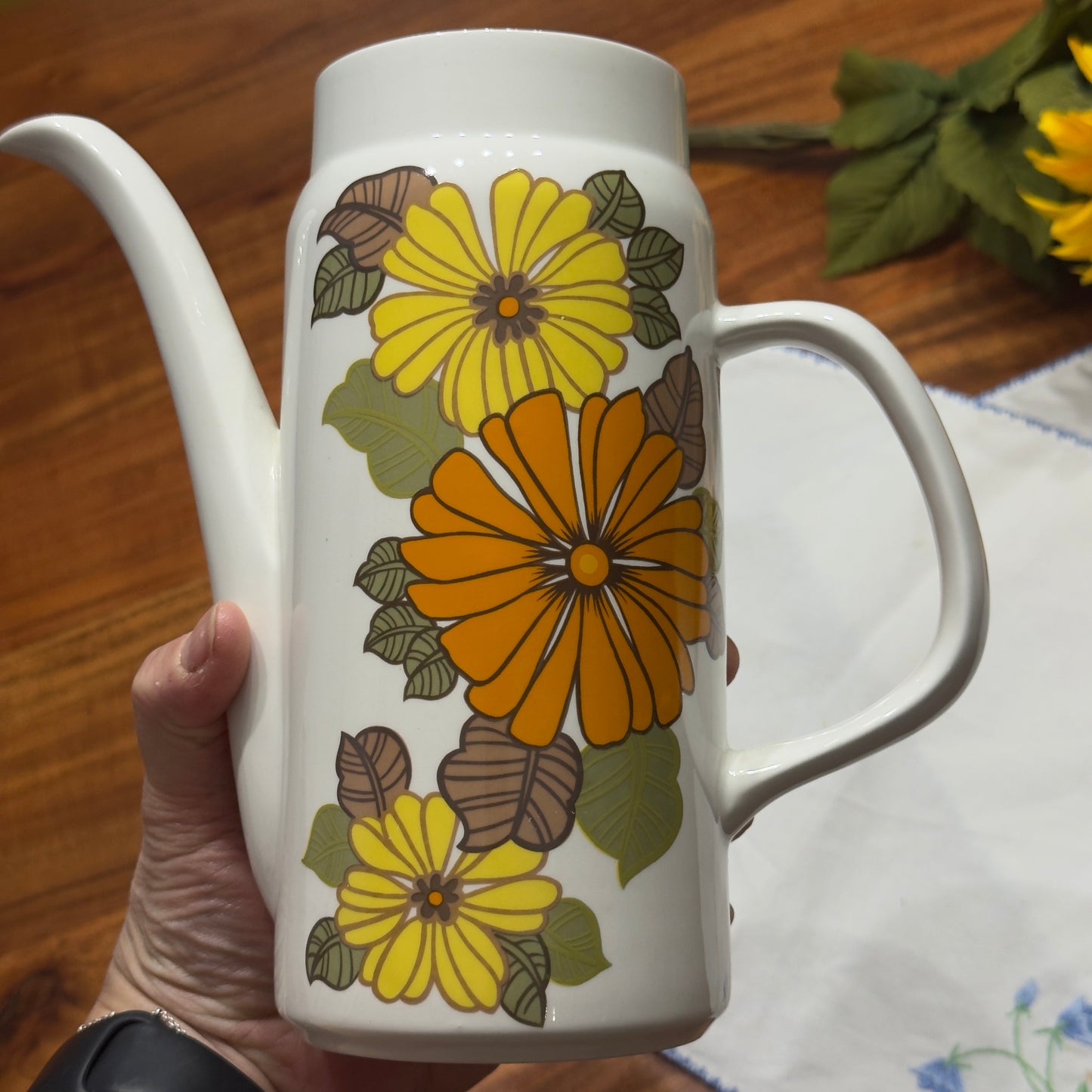 Vintage Retro Floral Meakin Coffee Pot