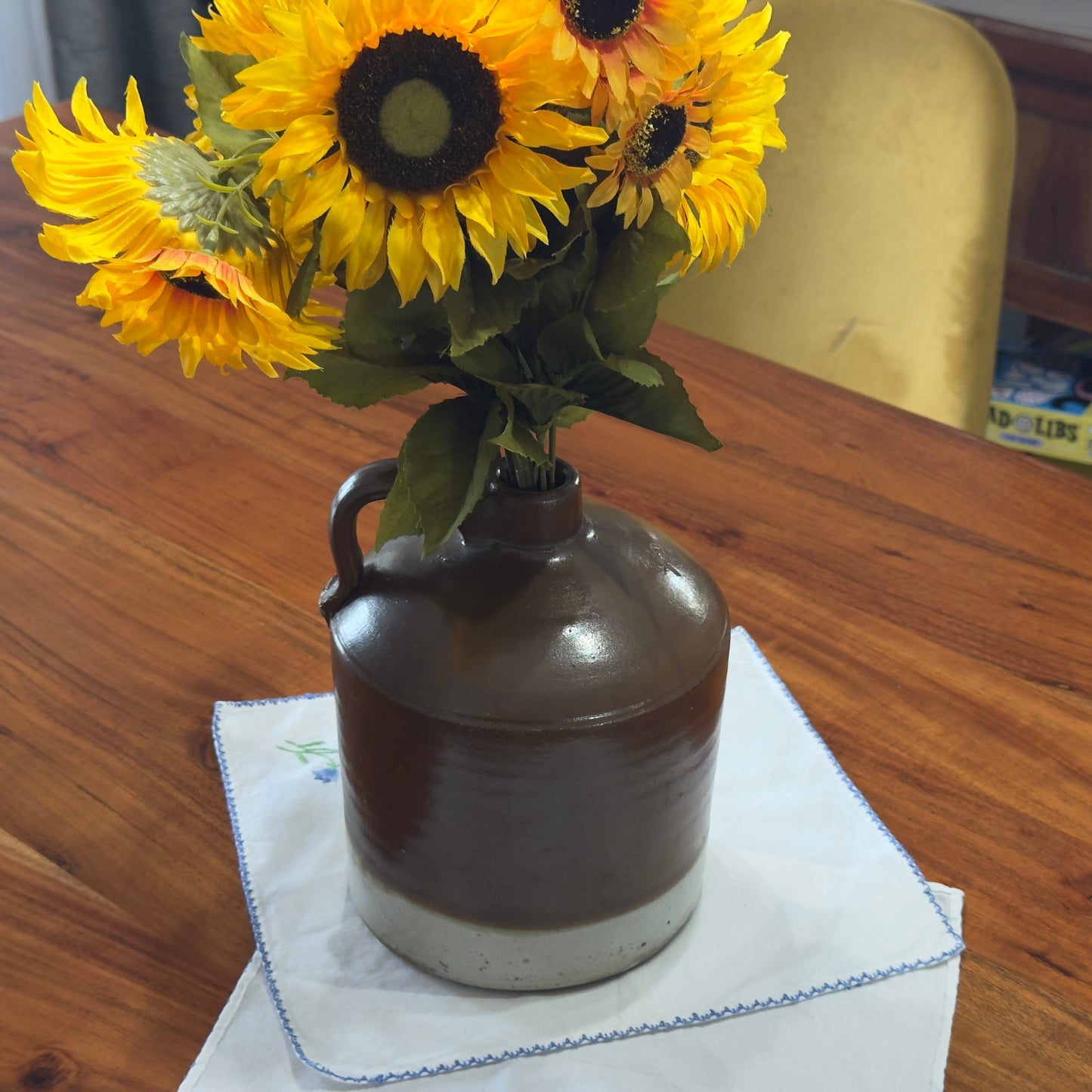 Vintage Two-Tone 1/2 Quart Stoneware Jug