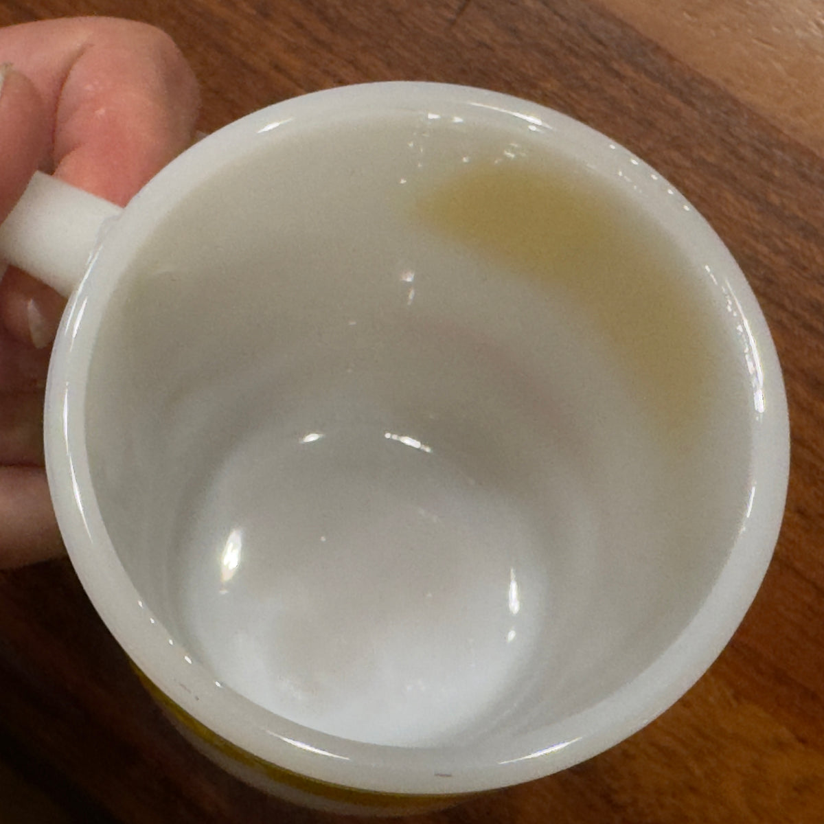 Anchor Hocking Fire-King Milk Glass Rexall Hot Lemon/Citron chaud Advertising Mug
