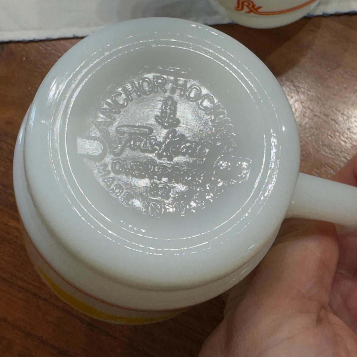 Anchor Hocking Fire-King Milk Glass Rexall Hot Lemon/Citron chaud Advertising Mug