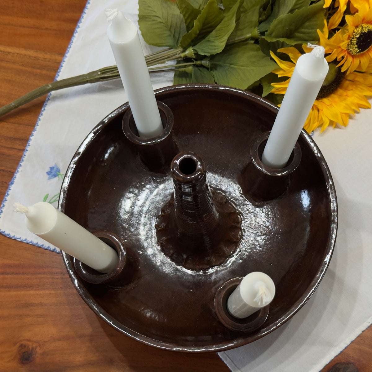 Vintage Nutmeg 1978 Pottery Candle Plate/ Candle Wreath