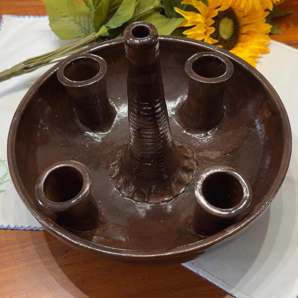 Vintage Nutmeg 1978 Pottery Candle Plate/ Candle Wreath