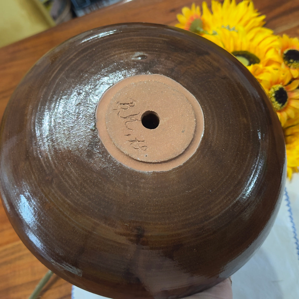 Vintage Nutmeg 1978 Pottery Candle Plate/ Candle Wreath