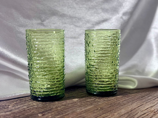 Anchor Hocking Soreno Avocado Green Highball Glasses