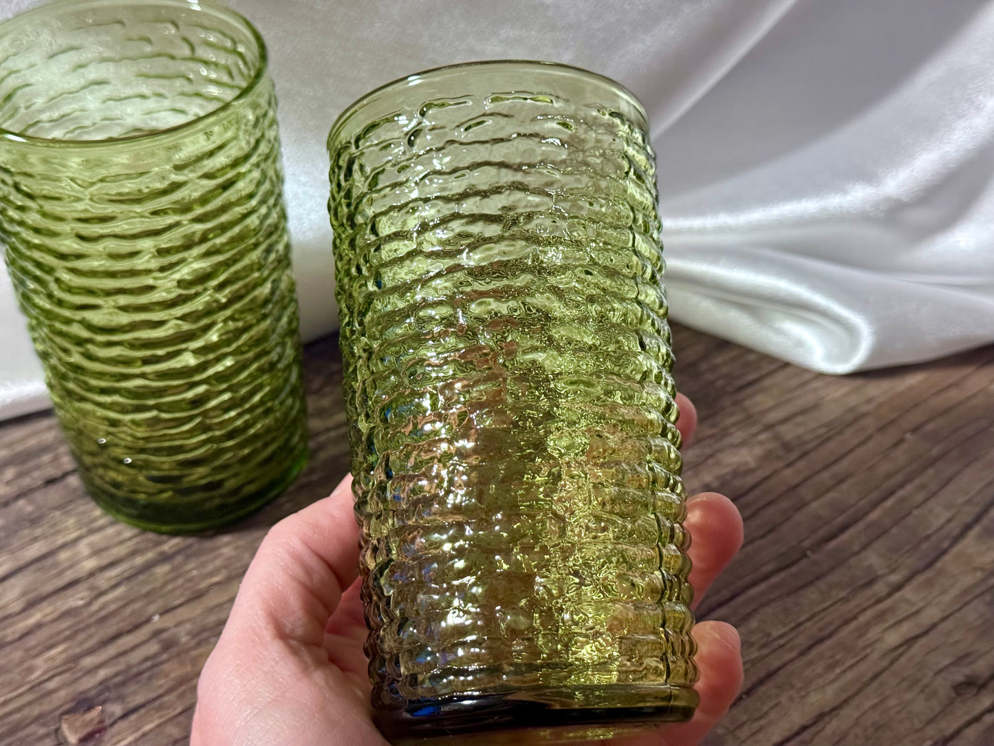 Anchor Hocking Soreno Avocado Green Highball Glasses
