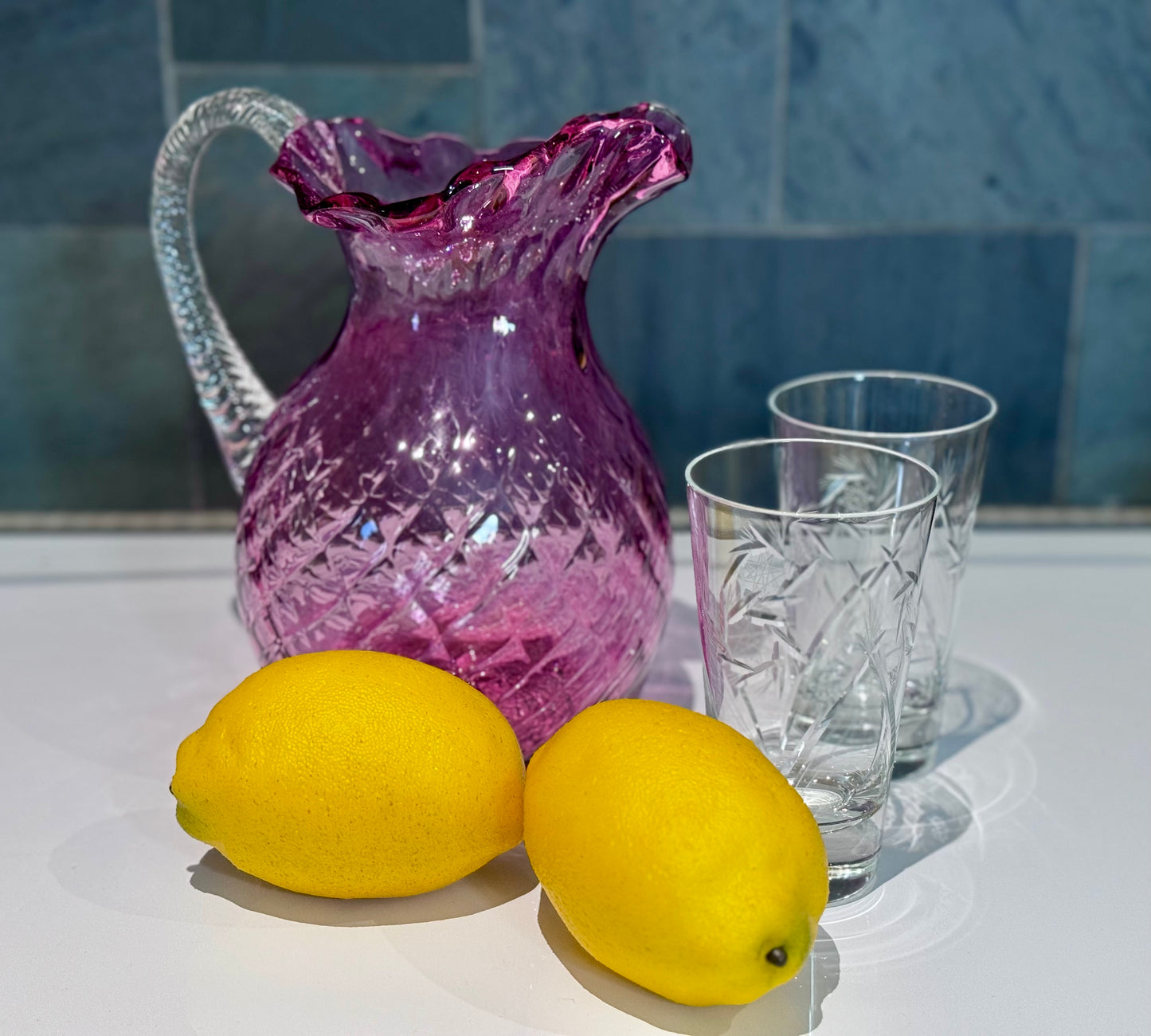 Cranberry Glass Pitcher Jug