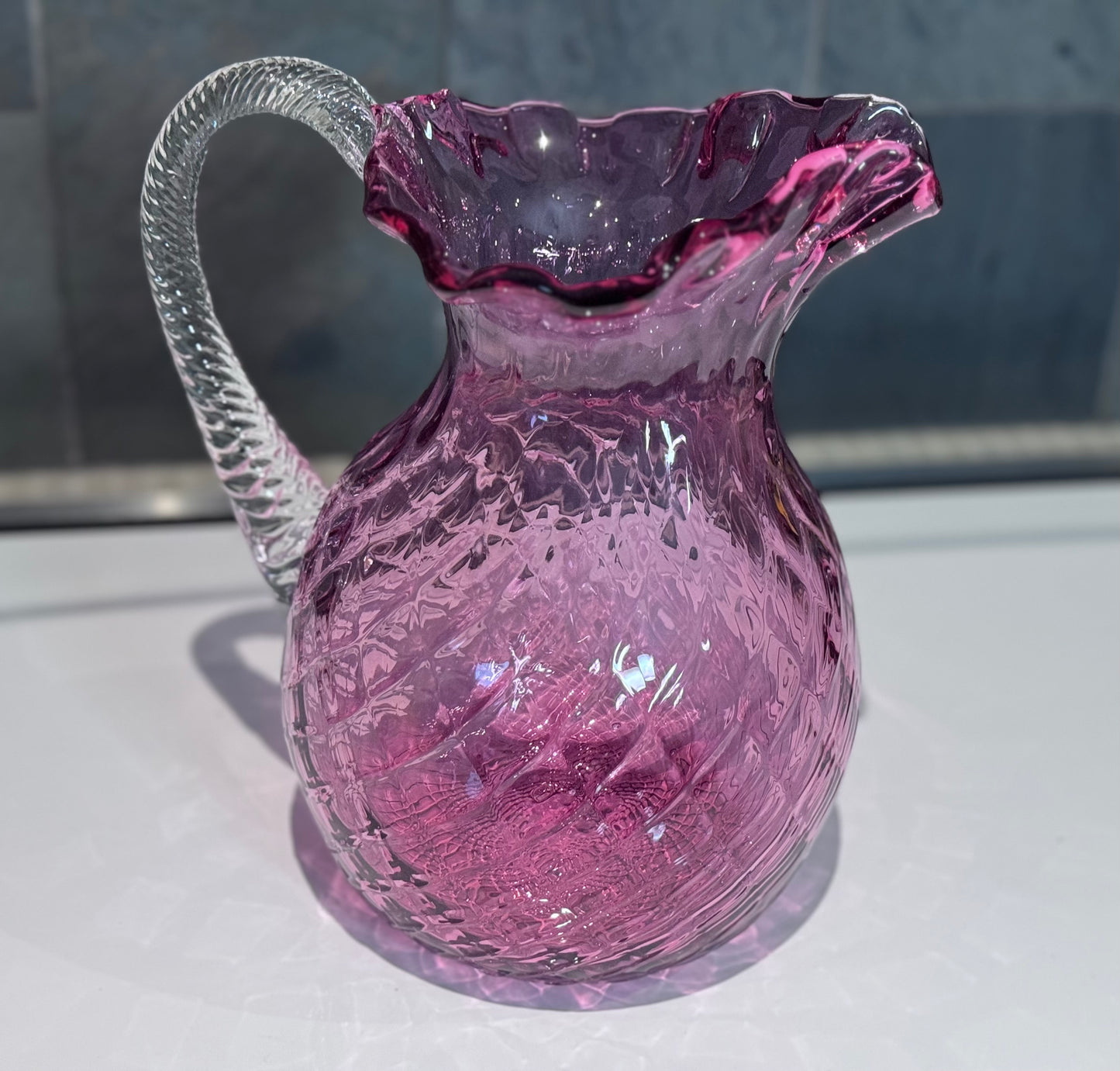 Cranberry Glass Pitcher Jug
