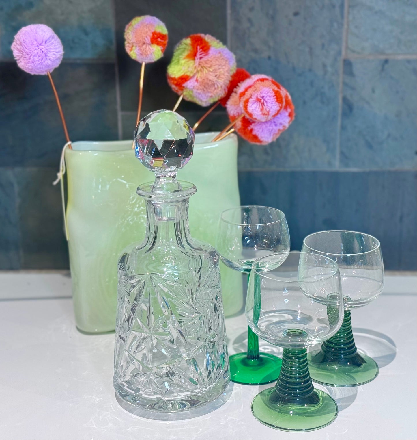 Pinwheel Cut Crystal Decanter