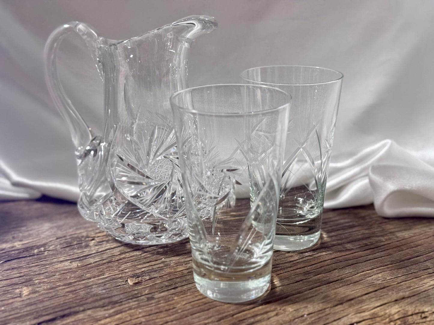 Cut Crystal Pinwheel Highball Glasses