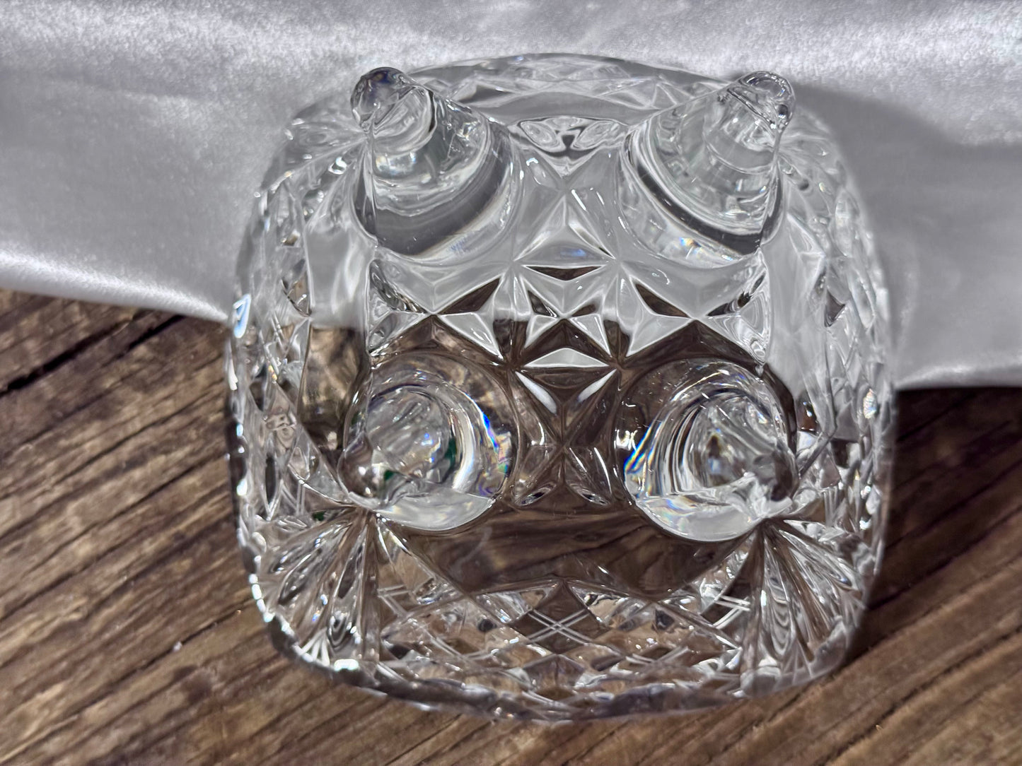 Cut Crystal Star of David/Pinwheel Footed Candy Dish