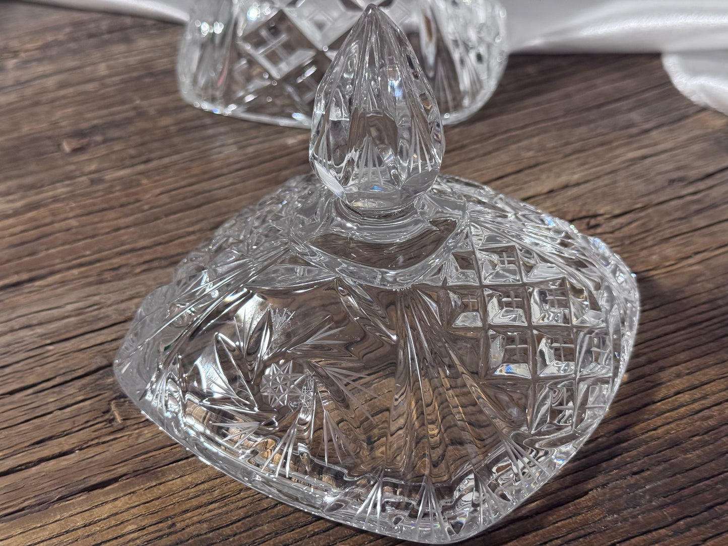 Cut Crystal Star of David/Pinwheel Footed Candy Dish