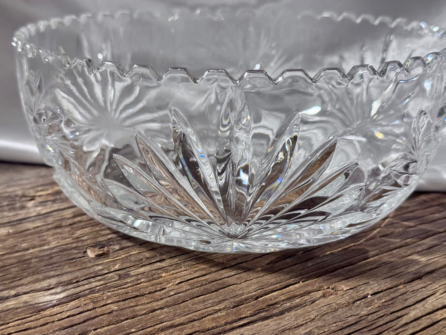 Bohemian Cut Crystal Pinwheel Sawtooth Bowl