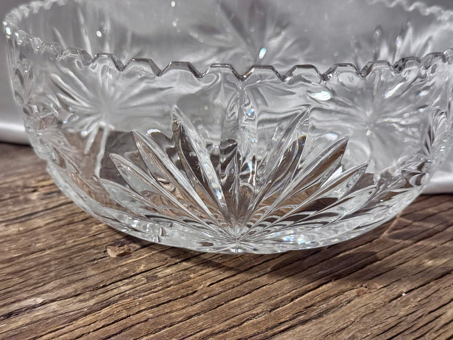 Bohemian Cut Crystal Pinwheel Sawtooth Bowl