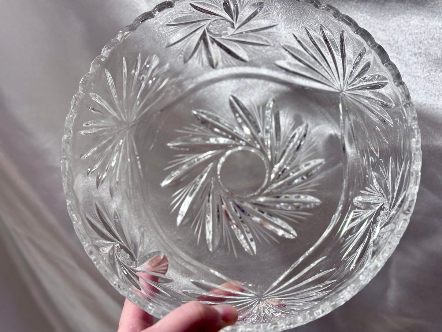 Bohemian Cut Crystal Pinwheel Sawtooth Bowl